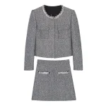 New Zhao Liying same suit with the same style of the bright star herringbone small fragrant style sequin jacket + short skirt