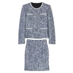 New fashion and elegant light luxury heavy industry pearl sequin temperament jacket + skirt two-piece suit