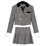 New fashionable and elegant celebrity high-end temperament college style design small fragrance jacket + pleated skirt suit