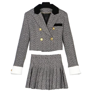 New fashionable and elegant celebrity high-end temperament college style design small fragrance style pleated skirt