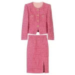 New fashionable and elegant celebrity round neck single-breasted small fragrant jacket + slim casual skirt suit