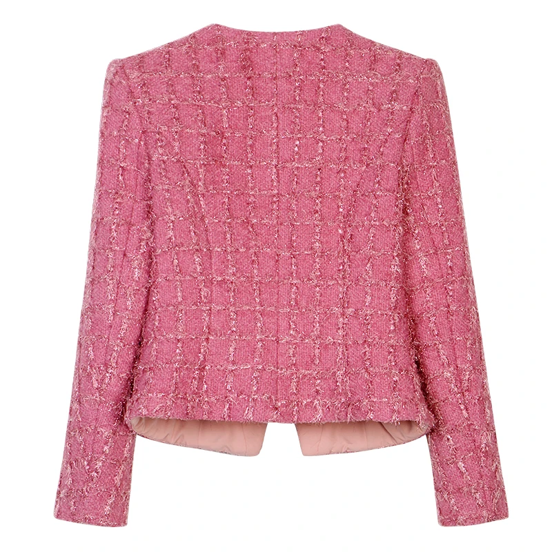 New fashionable and elegant celebrity round neck single-breasted small fragrant jacket + slim casual skirt suit - Image 4