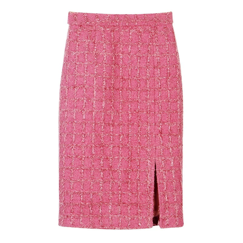 New fashionable and elegant celebrity round neck single-breasted small fragrant jacket + slim casual skirt suit - Image 5