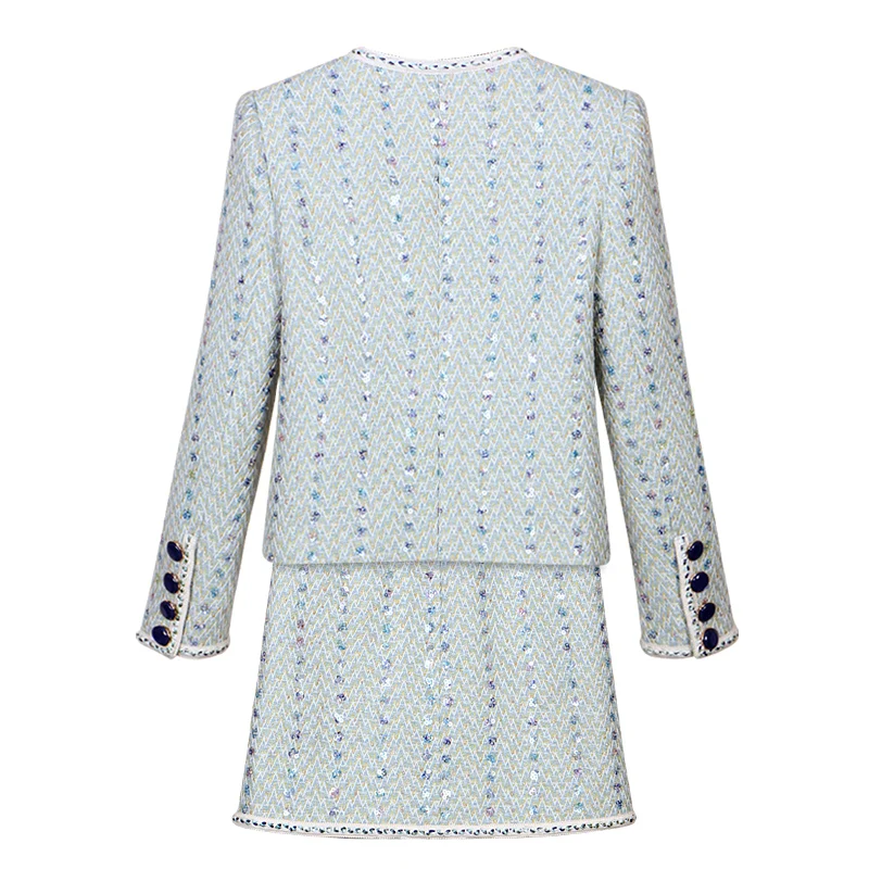 New fashionable and elegant light luxury celebrity heavy industry sequin temperament small fragrance jacket + skirt suit - Image 2