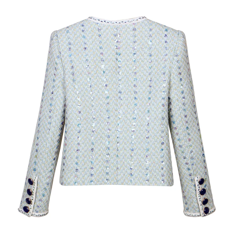 New fashionable and elegant light luxury celebrity heavy industry sequin temperament small fragrance jacket + skirt suit - Image 4