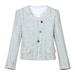 New fashionable and elegant light luxury high-end socialite temperament round neck single-breasted small fragrance jacket