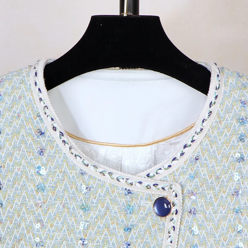 New fashionable and elegant light luxury high-end socialite temperament round neck single-breasted small fragrance jacket - Image 3