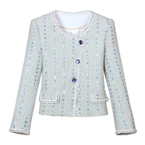 New fashionable and elegant light luxury high-end socialite temperament round neck single-breasted small fragrance jacket