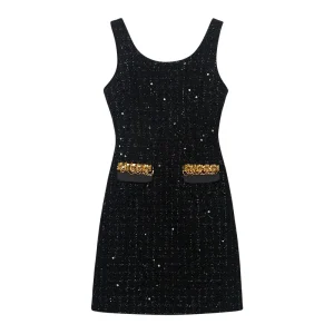 New fashionable and elegant light luxury socialite heavy industry diamond sequin temperament small fragrance style dress