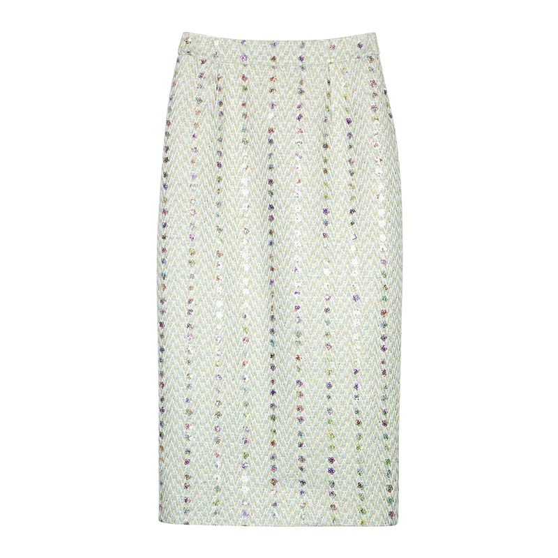 New fashionable and elegant light luxury socialite high-end heavy industry sequin temperament small fragrance style slim skirt