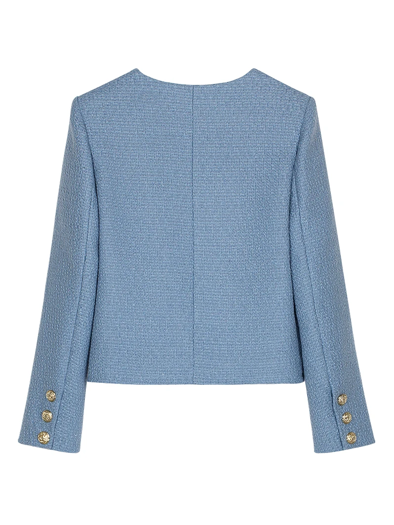 New fashionable elegant high-end temperament small fragrant style coarse floral coat age reducing short OL top - Image 2