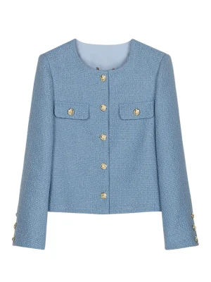 New fashionable elegant high-end temperament small fragrant style coarse floral coat age reducing short OL top