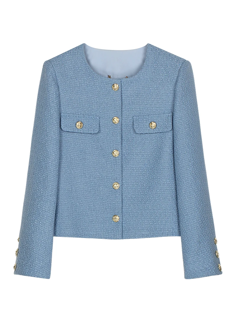 New fashionable elegant high-end temperament small fragrant style coarse floral coat age reducing short OL top