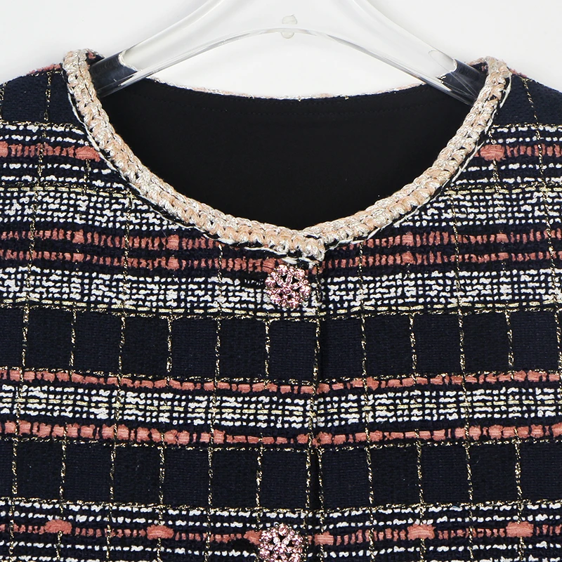 New fashionable temperament socialite high-class feeling Little Fragrance round collar single buckle colorful minority vest - Image 3