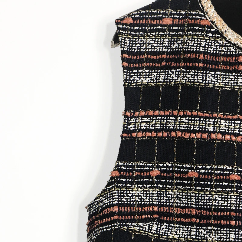 New fashionable temperament socialite high-class feeling Little Fragrance round collar single buckle colorful minority vest - Image 4