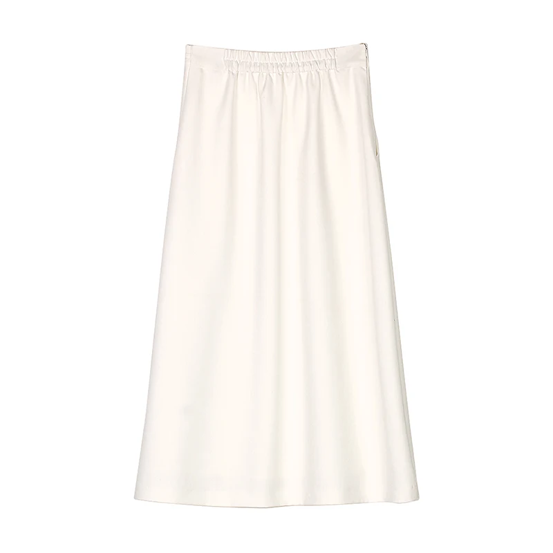 New product with elegant temperament TR bamboo fabric full of vitality and versatile hanging half skirt white pleated skirt - Image 2