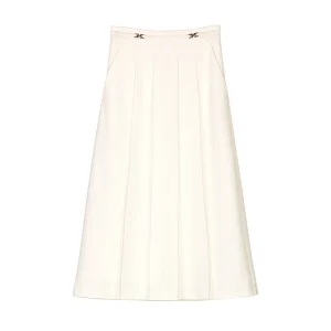 New product with elegant temperament TR bamboo fabric full of vitality and versatile hanging half skirt white pleated skirt
