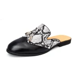 Patent Leather Brands Designer Mens Casual Business Italian Men Half Shoes Mules Man Black Slides Slipper Zapatos Para Hombre