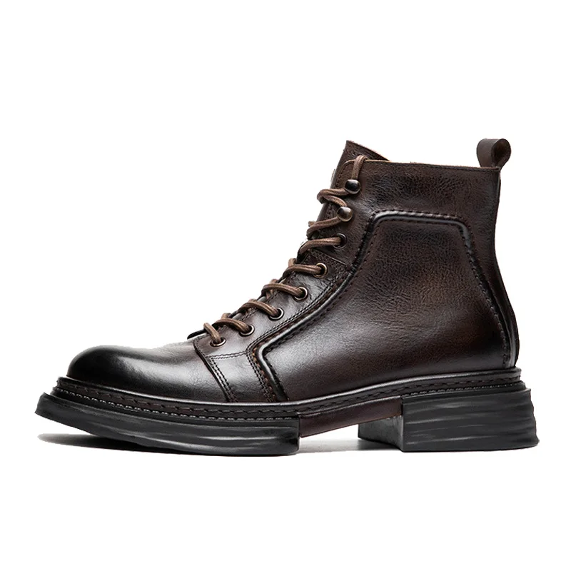 Vintage Mens Genuine Leather Boots Luxury Handmade Quality Fashion British Trend Ankle Casual Business Dress Shoes Man 2025 - Image 2