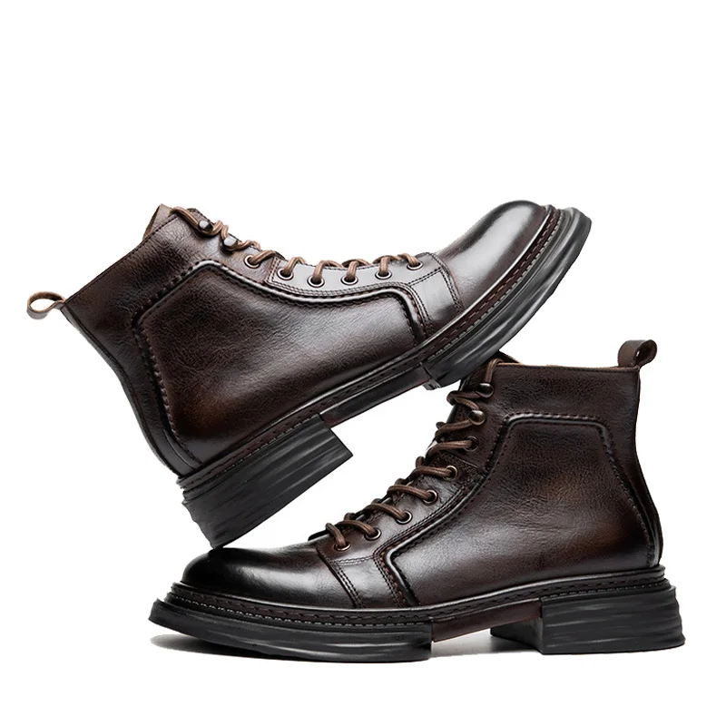 Vintage Mens Genuine Leather Boots Luxury Handmade Quality Fashion British Trend Ankle Casual Business Dress Shoes Man 2025 - Image 5