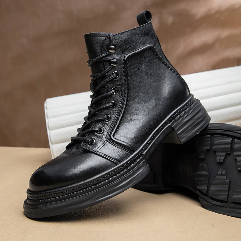 Vintage Mens Genuine Leather Boots Luxury Handmade Quality Fashion British Trend Ankle Casual Business Dress Shoes Man 2025 - Image 6