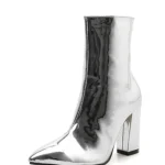 Vrouwen Puntige Teen Over-De-Knie Slip-On Dunne Hak Laarzen Effen Suede Side Rits Beknopte booties Herfst Winter Party Dating