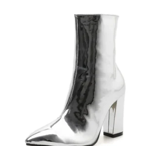 Vrouwen Puntige Teen Over-De-Knie Slip-On Dunne Hak Laarzen Effen Suede Side Rits Beknopte booties Herfst Winter Party Dating