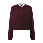 Wine red cardigan sweater sweater 2024 autumn new single-breasted fashion all-match coat