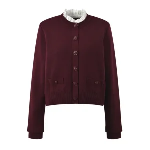Wine red cardigan sweater sweater 2024 autumn new single-breasted fashion all-match coat