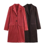 Winter Coats Women 2025 Red Long Coats For Women Autumn Faux Wool Jacket Casual Long Sleeve Brown Outerwear Women's Overcoat