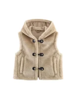 Women Autumn Winter Faux Fur Vest 2025Women New Fashion Button Hooded Fur Vest Coat Female Sleeveless Leisure Warm Outwears