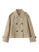 Women Jacket 2025 Autumn Winter Solid Color Long Sleeve Double-Breasted Windcoat style Jackets Coat Woman Casual New Outerwear