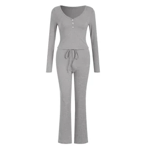 Women Plaid 2 Piece Pajama Set Button Down Puff Sleeve Shirt Gingham Pants Pj Set Sleepwear Casual Chic Women Suit