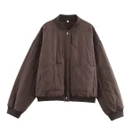 Women Quilting Jacket 2025 Autumn Winter New Fashion Solid Solor Long Sleeve Coat Female Chic Casual Loose Outerwear