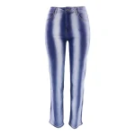 Women'S Patchwork Jeans Bell Bottom Hem Denim Pants Slim Bootcut Jean Fashion Vintage Blue Straight Leg Pants