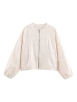 Women's Embroidery Jackets 2025 Autumn Winter New Fashion Long Sleeves Zipper Jacket Female High Street Elegant New Short Coats