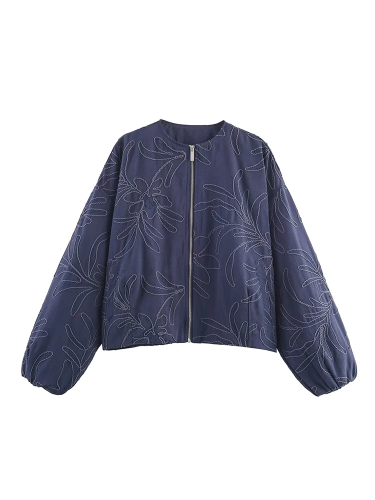 Women's Embroidery Jackets 2025 Autumn Winter New Fashion Long Sleeves Zipper Jacket Female High Street Elegant New Short Coats - Image 3