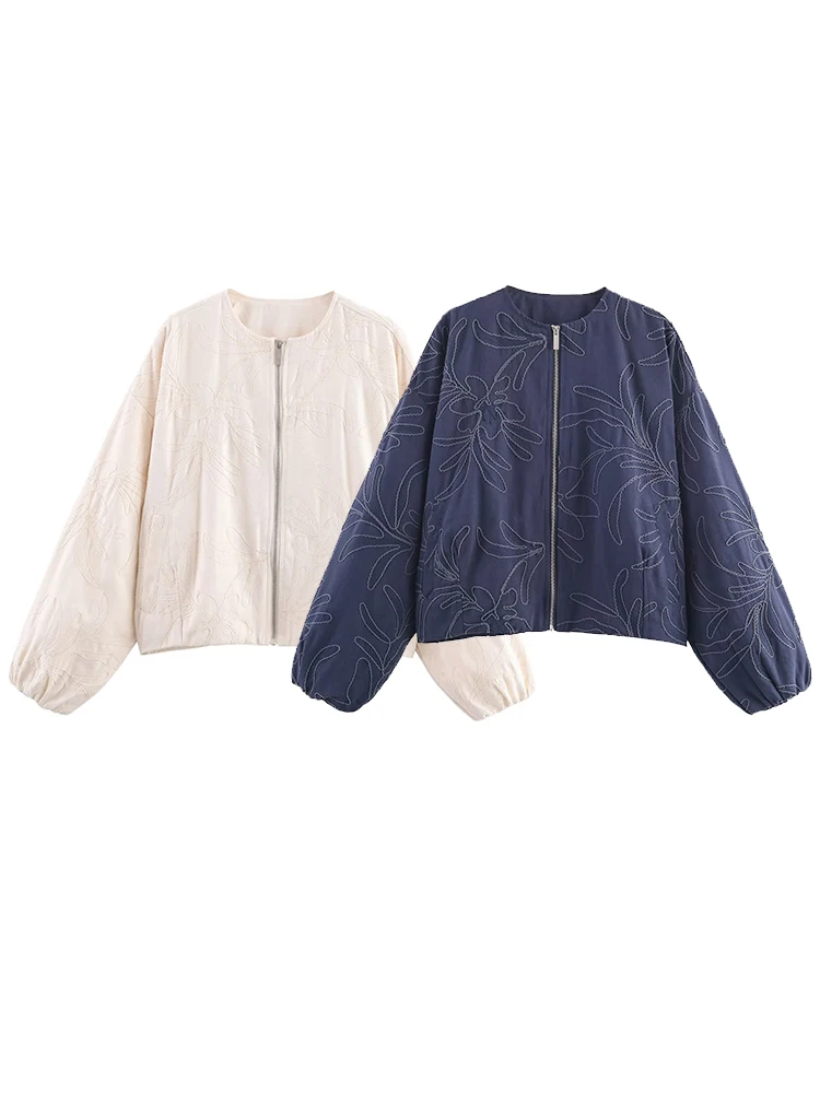 Women's Embroidery Jackets 2025 Autumn Winter New Fashion Long Sleeves Zipper Jacket Female High Street Elegant New Short Coats - Image 6