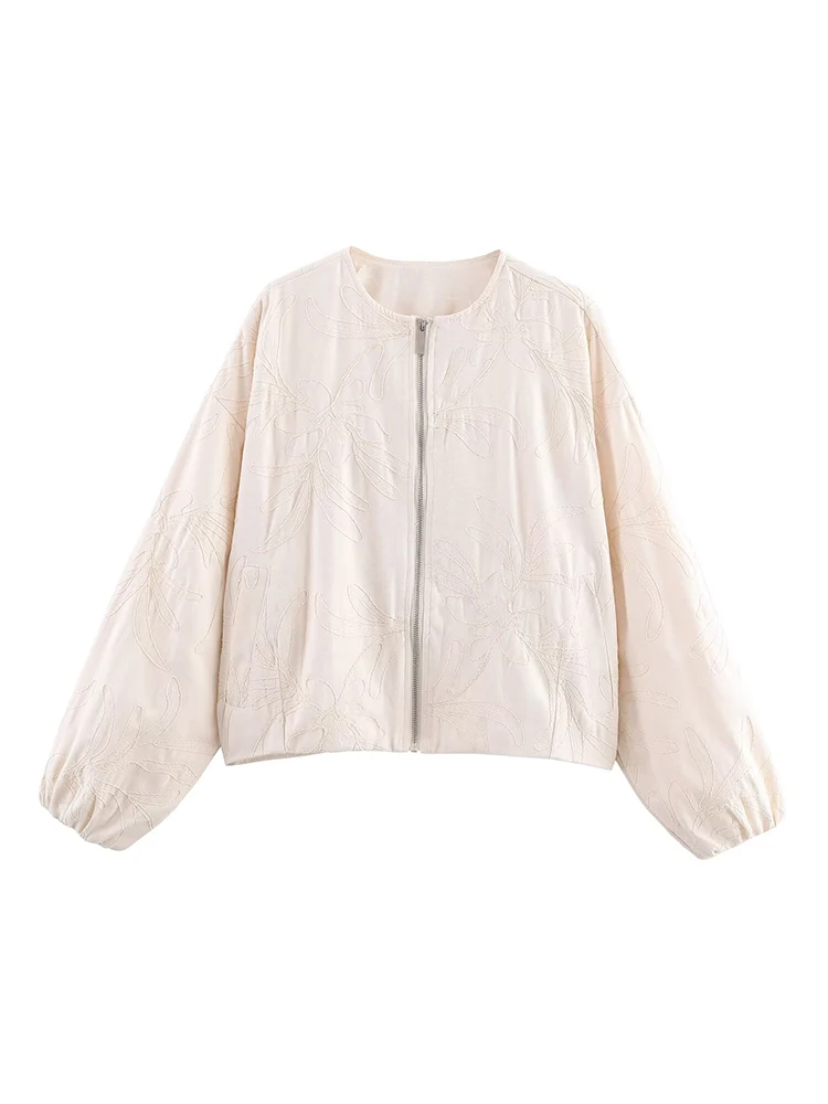Women's Embroidery Jackets 2025 Autumn Winter New Fashion Long Sleeves Zipper Jacket Female High Street Elegant New Short Coats