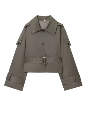 Women's Jacket Long Sleeve Button With Belt Jackets for Women 2025 High Street Short Coats Lady Autumn Winter New Outerwears