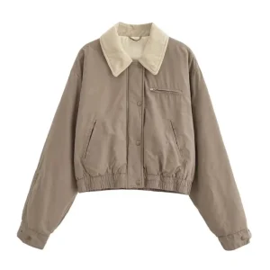 Women's Outerwear Spring/Fall 2024 New women's street fashion color matching cotton jacket