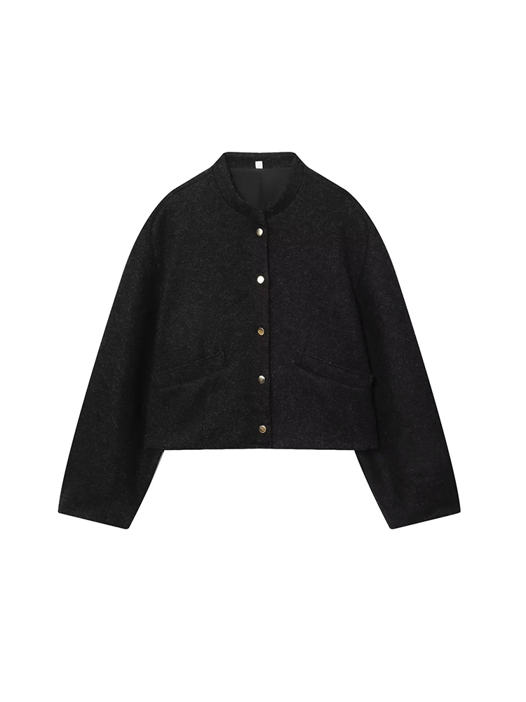 Women's Simple Jacket Fashion Long Sleeve Button Jackets for Women 2025 High Street Short Coats Lady Autumn Winter New Outerwear - Image 2