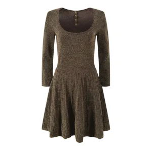 Women's knitted dress 2024 autumn new fashion seven-point sleeve Shampan dress