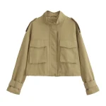 Women's street fashion 2024 autumn large pocket embellished jacket