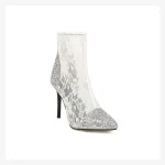 fashion sexy breathable sandals stiletto high-heeled sequins pointed embroidery thread transparent mesh hollow lace short boots